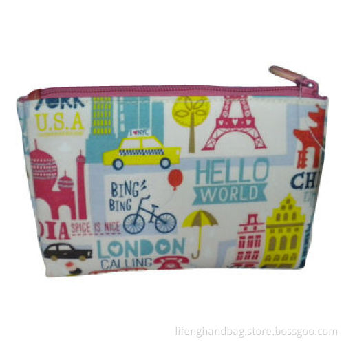 Cotton Cosmetic Handbag, Interesting Places Pattern, Customized Designs are Accepted